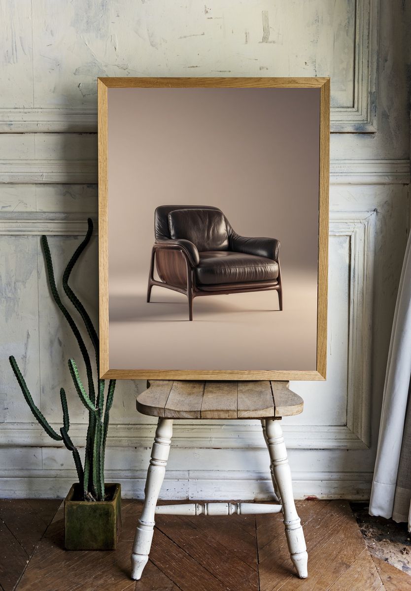 Modern Leather Lounge Chair Print. — room view 1