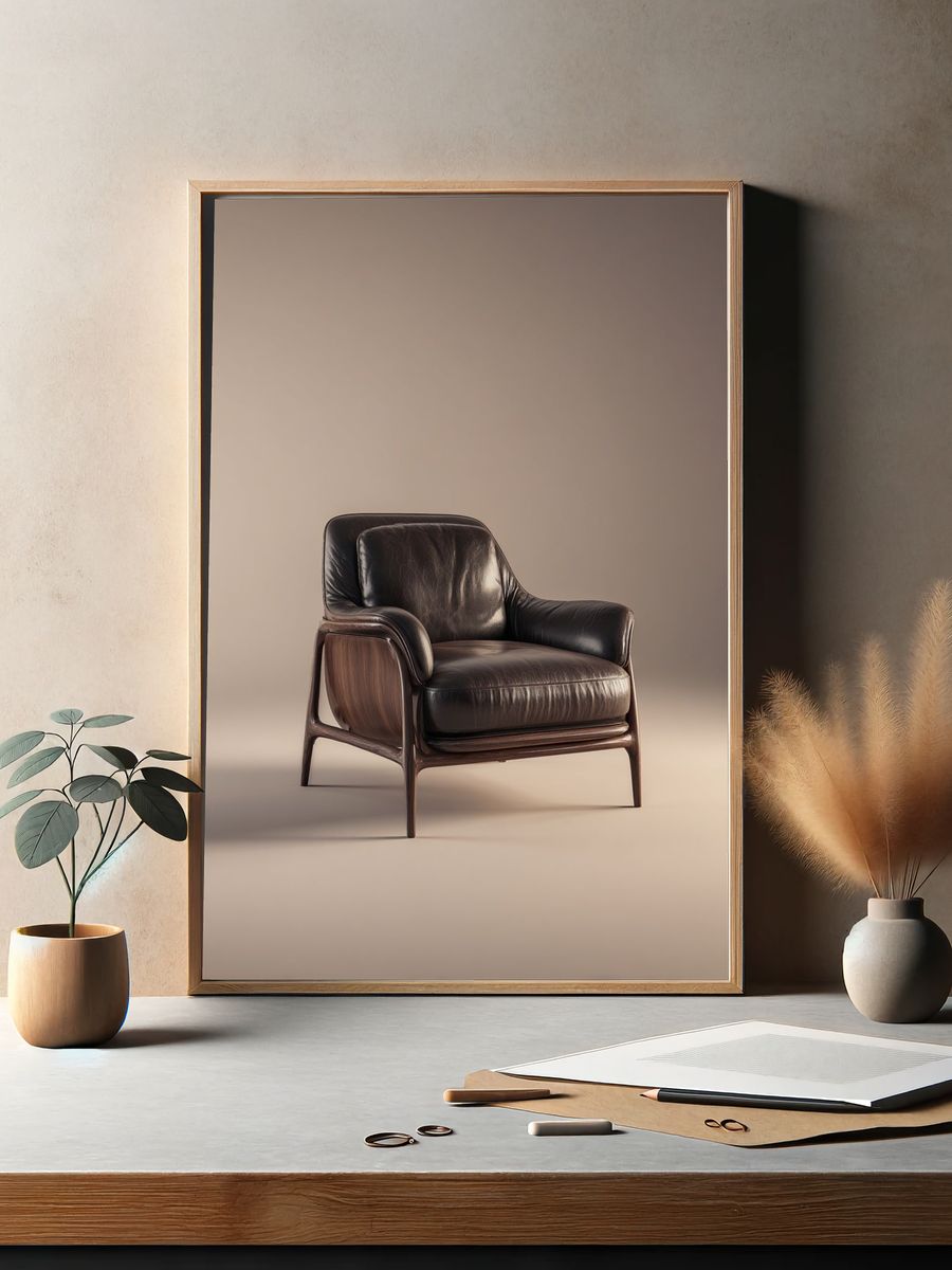 Modern Leather Lounge Chair Print. — room view 2
