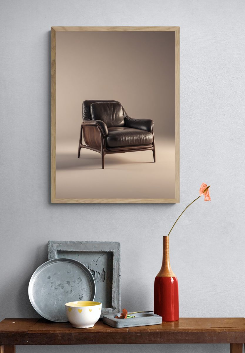 Modern Leather Lounge Chair Print. — room view 3