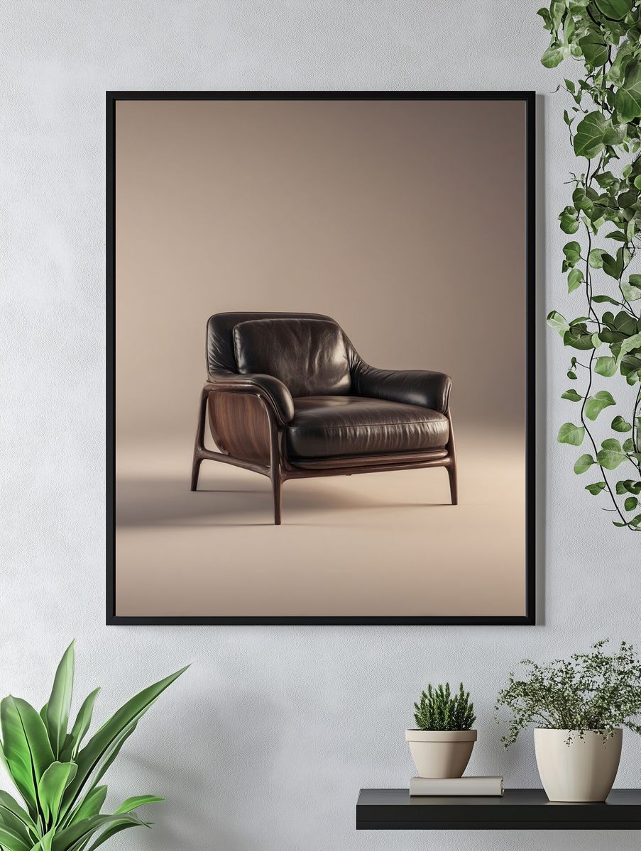 Modern Leather Lounge Chair Print. — room view 4