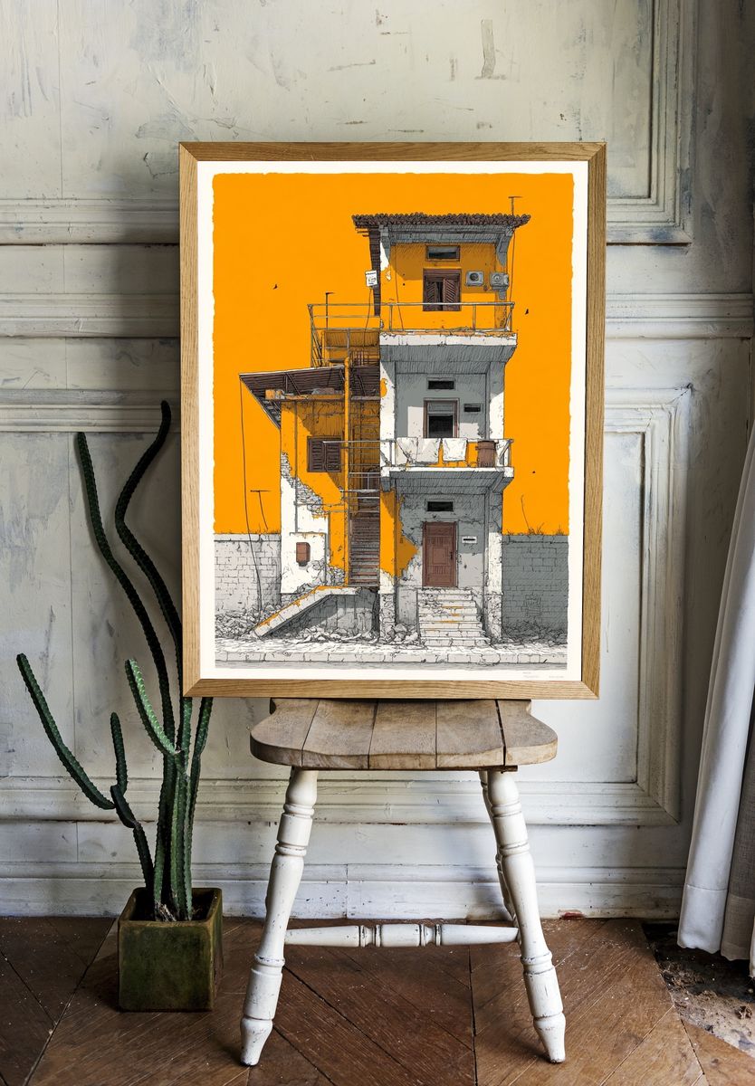 Urban Facade Illustration Poster. room preview