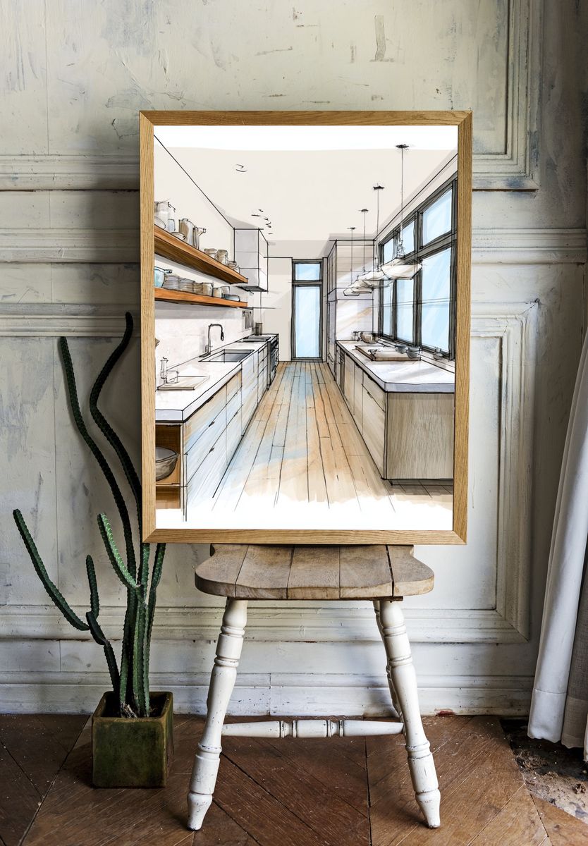 Modern Kitchen Interior Illustration Poster. room preview