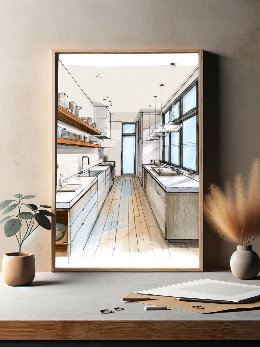 Modern Kitchen Interior Illustration Poster. — room view 2