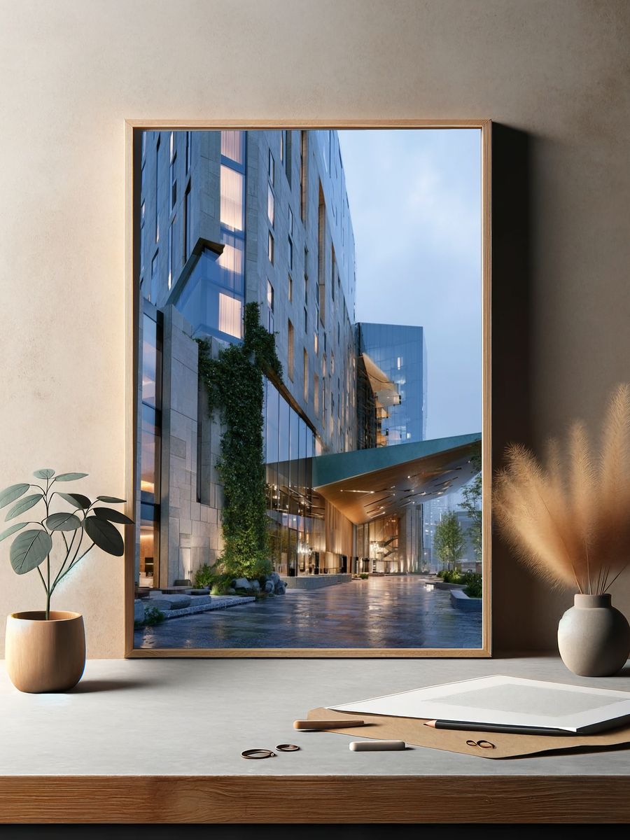 Modern Hotel Exterior Photography Poster. — room view 2