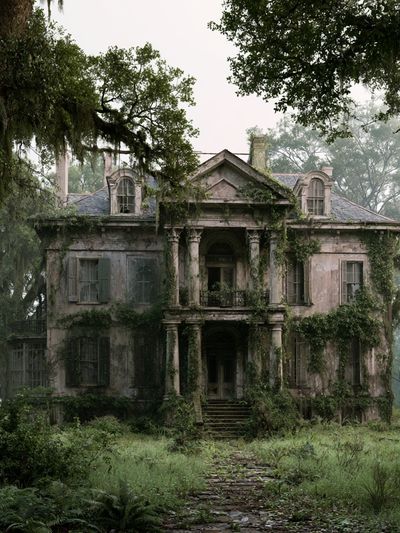 Overgrown Southern Mansion Photography Poster. poster