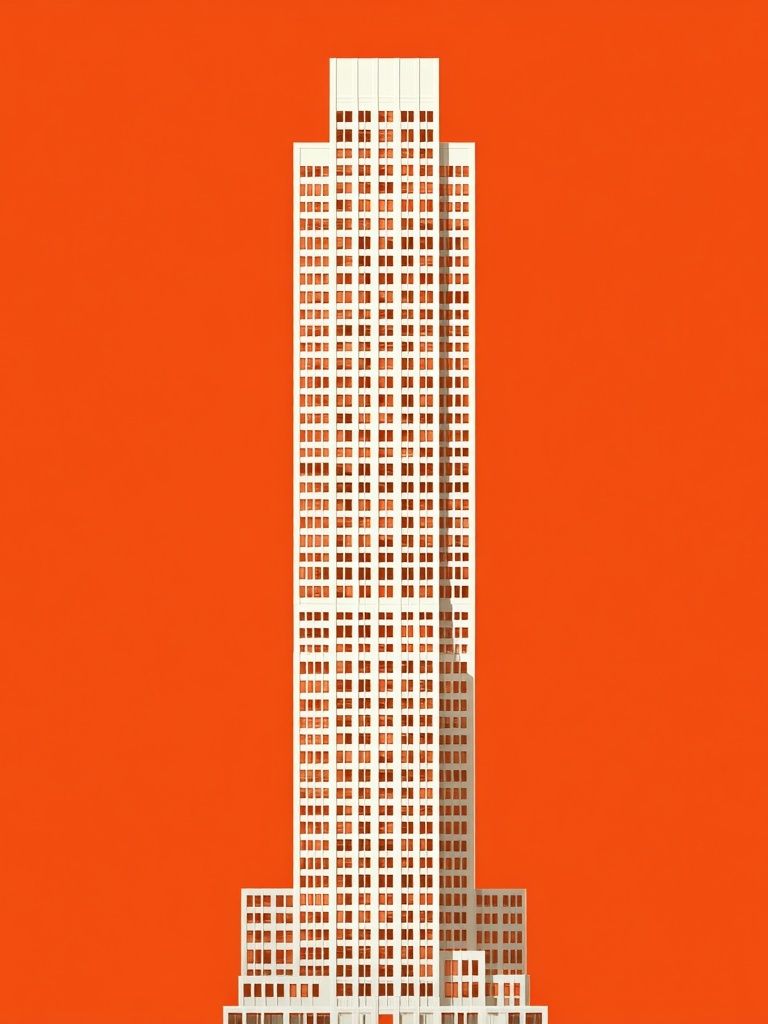 Orange Skyscraper Minimalist Poster. poster detail