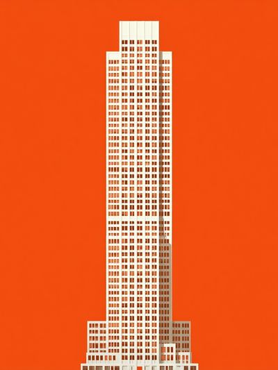 Orange Skyscraper Minimalist Poster. poster print