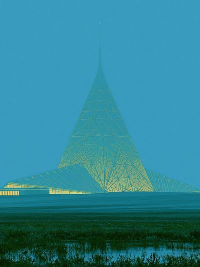 Futuristic Tower Landscape Print.