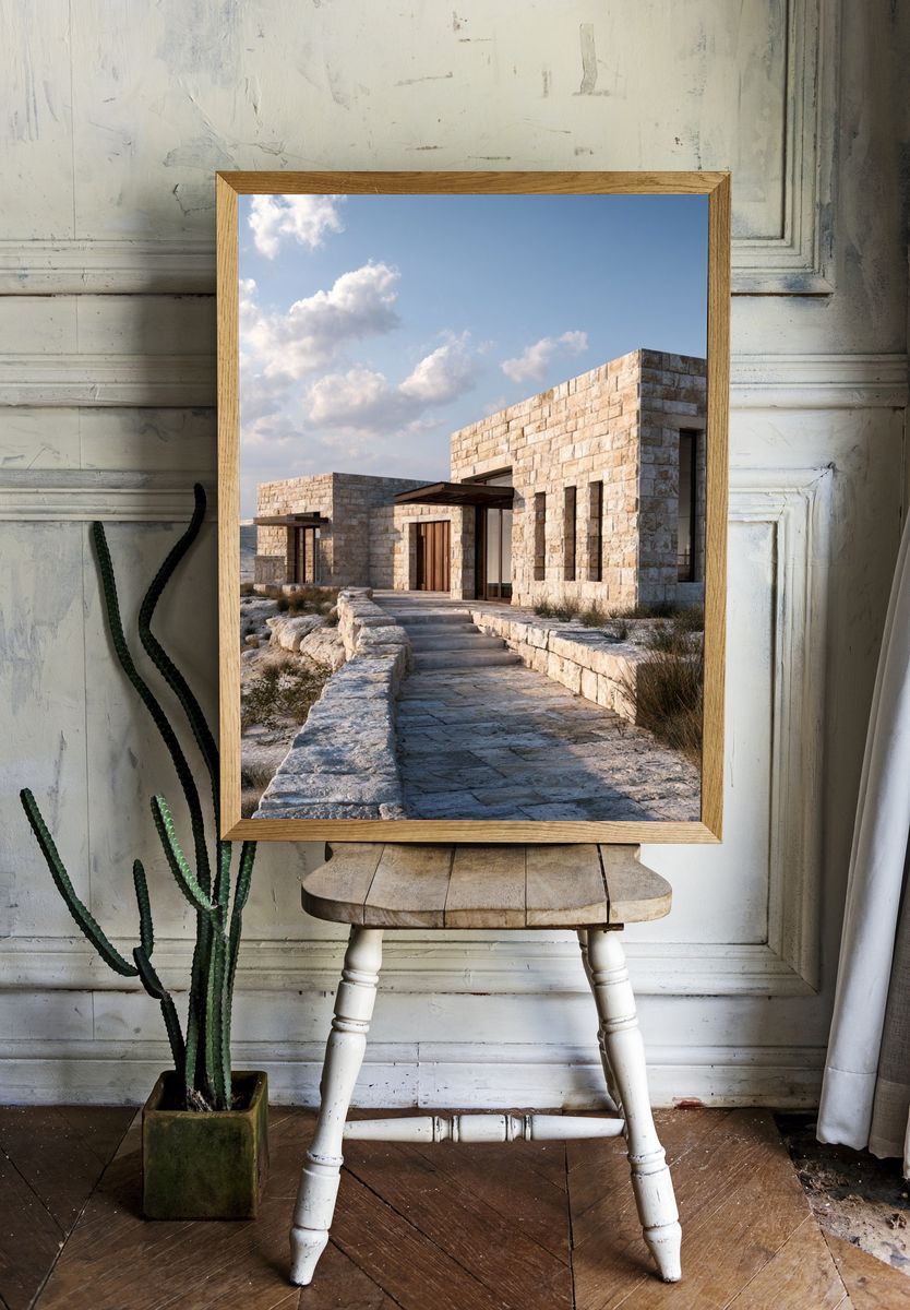 Desert Stone House Photography Poster. room preview