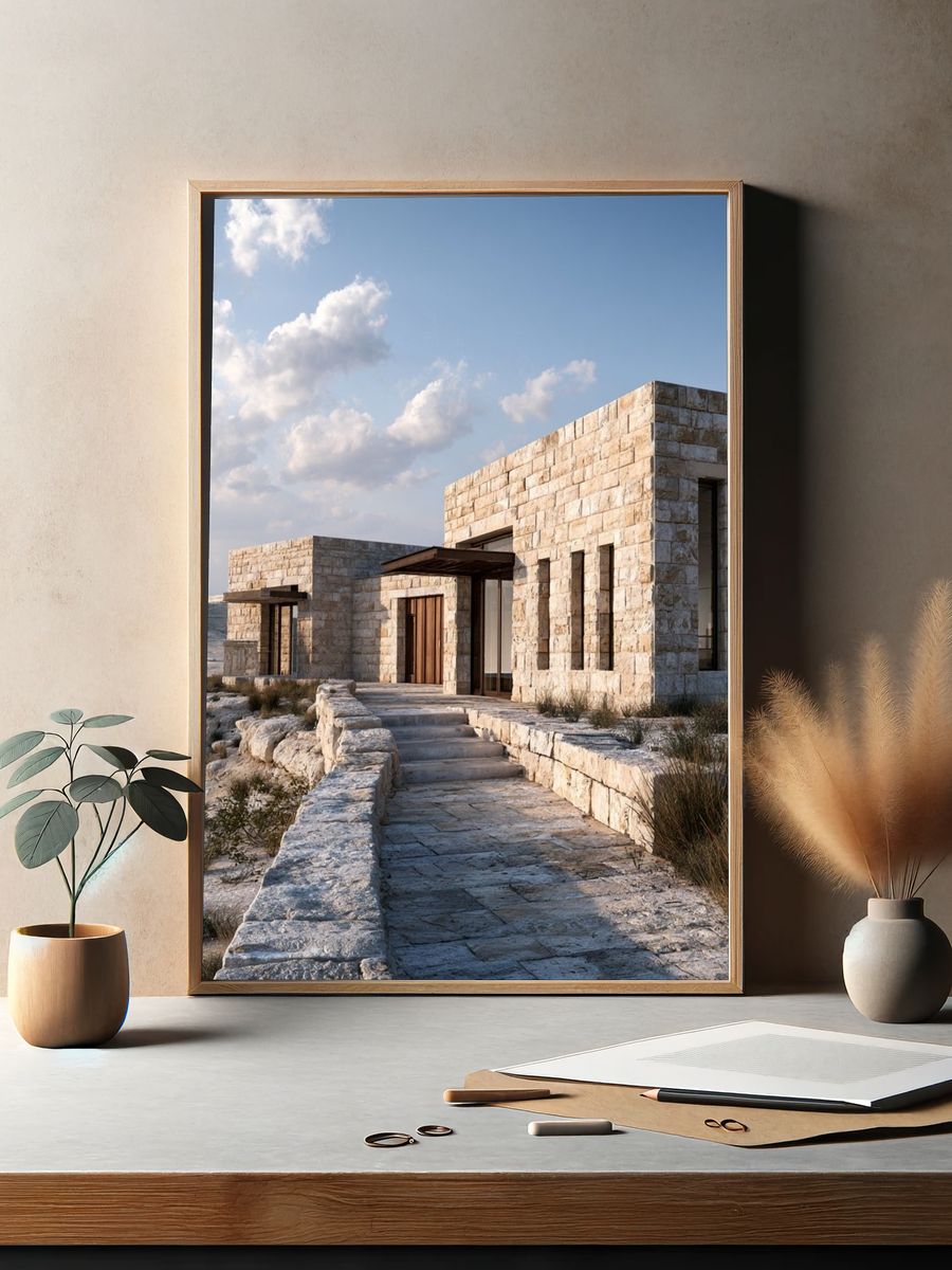 Desert Stone House Photography Poster. — room view 2