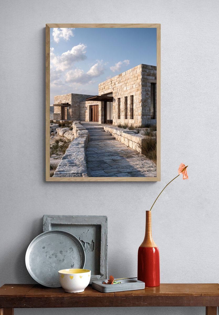 Desert Stone House Photography Poster. — room view 3