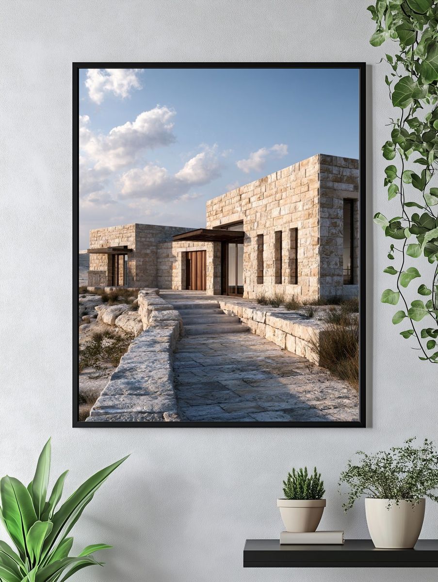 Desert Stone House Photography Poster. — room view 4