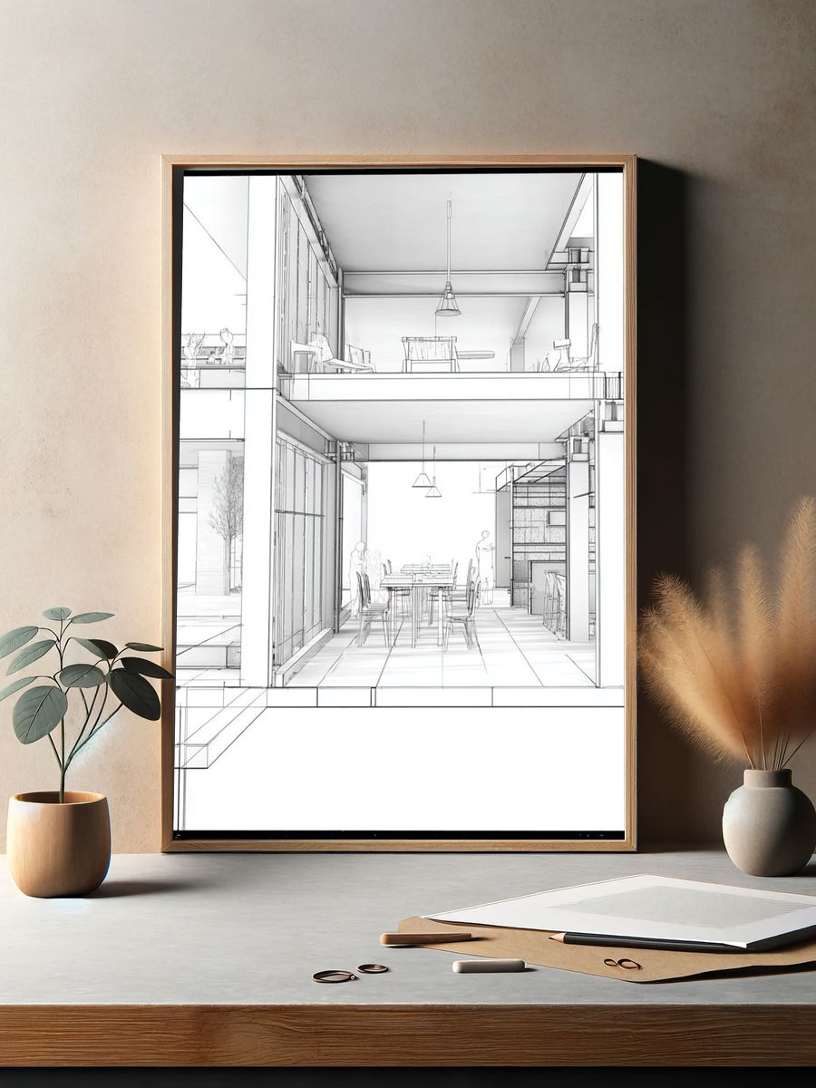 Modern Interior Sketch Poster. — room view 2