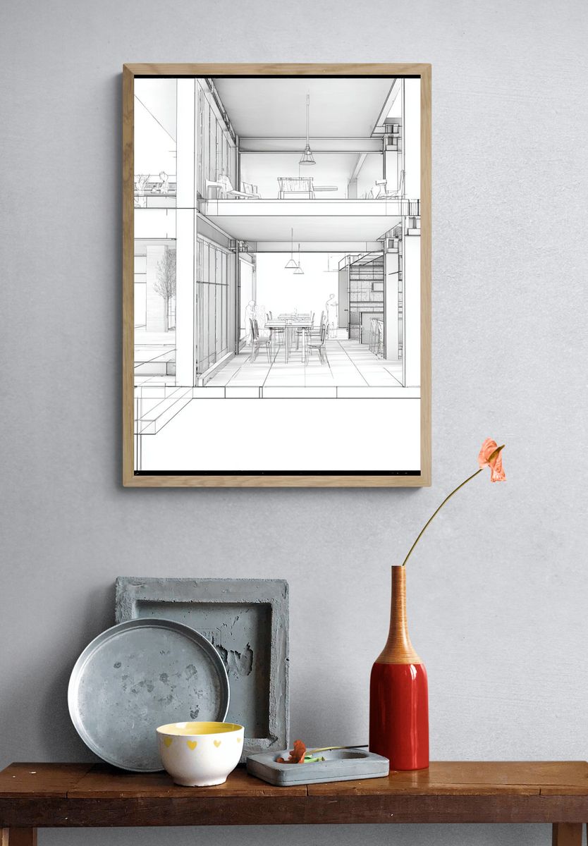 Modern Interior Sketch Poster. — room view 3