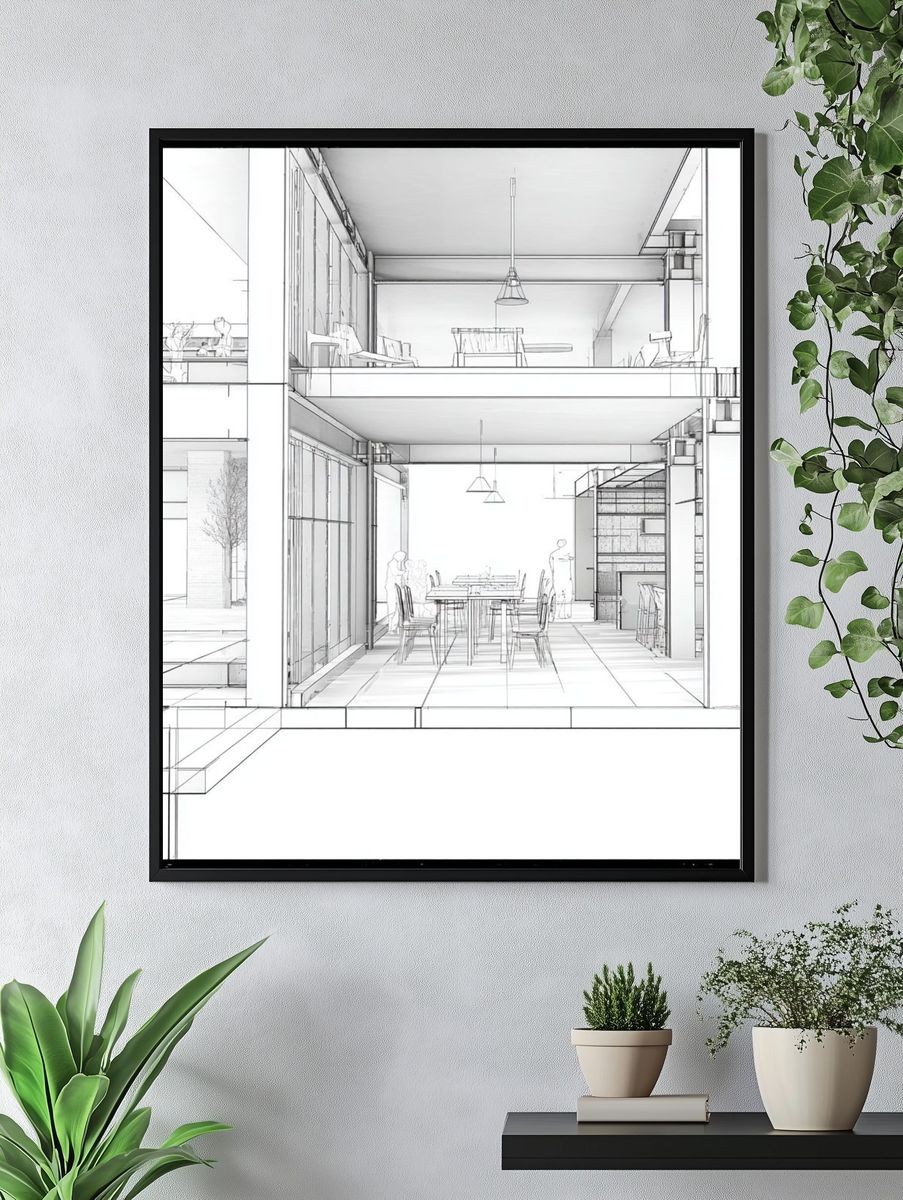 Modern Interior Sketch Poster. — room view 4