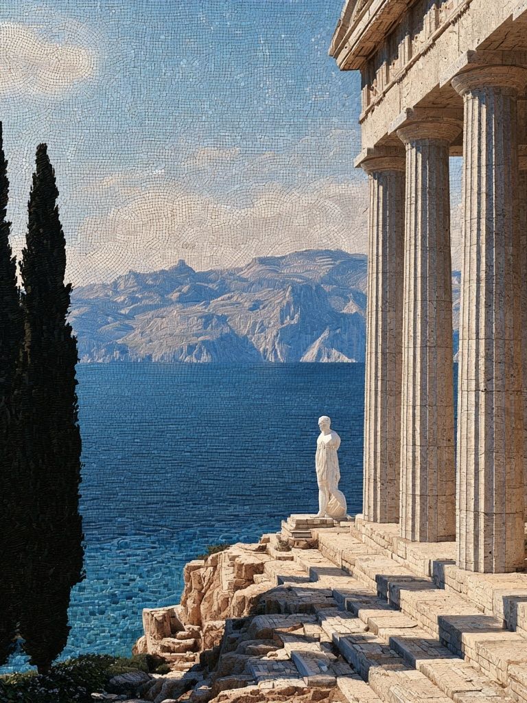 Ancient Seaside Temple Poster. poster — architecture art