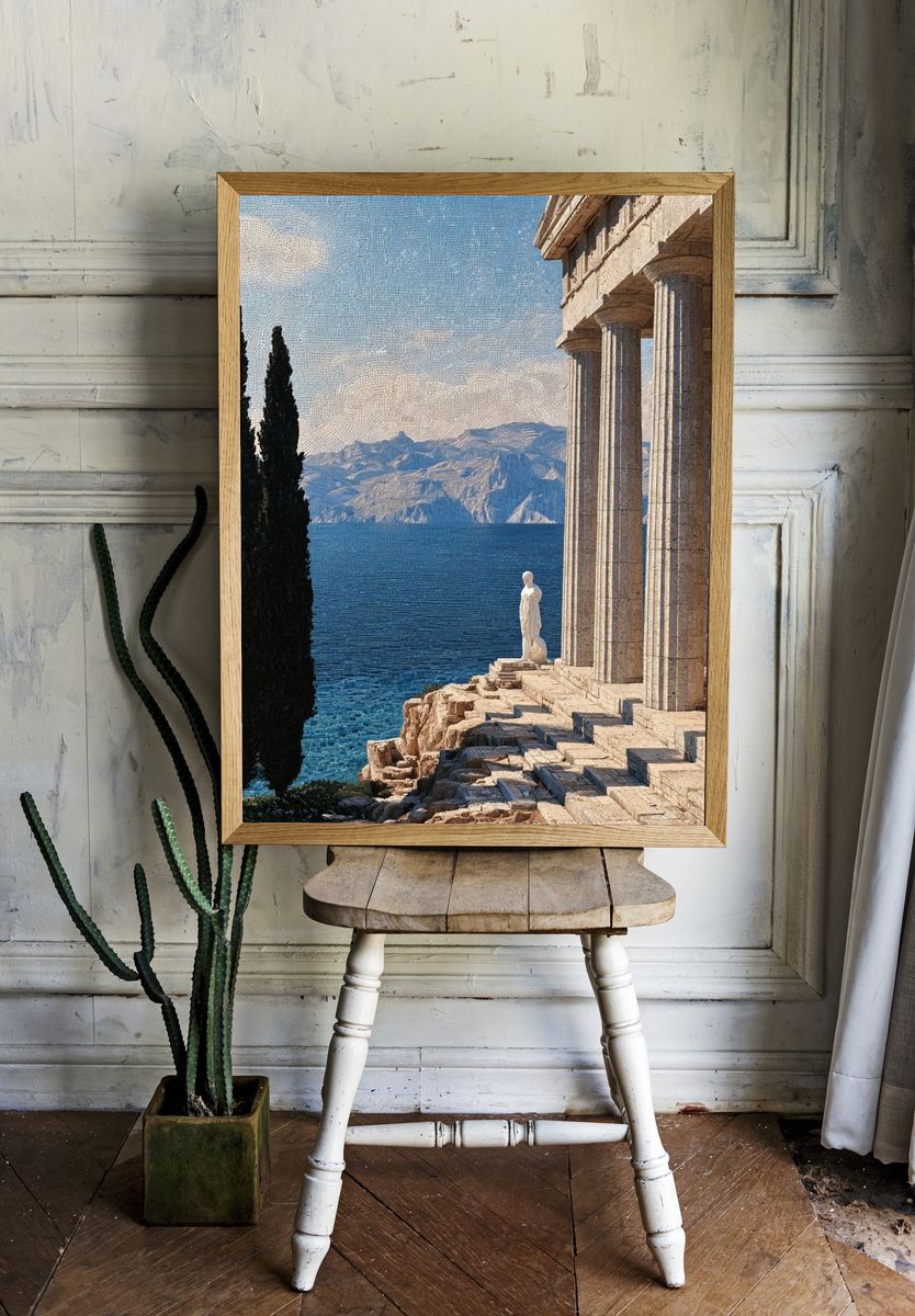 Ancient Seaside Temple Poster. — room view 1