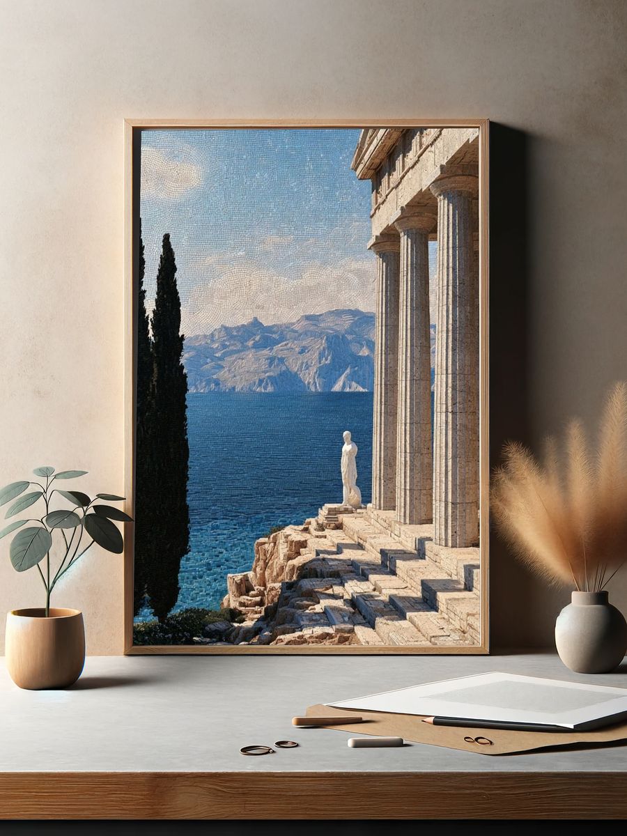 Ancient Seaside Temple Poster. — room view 2