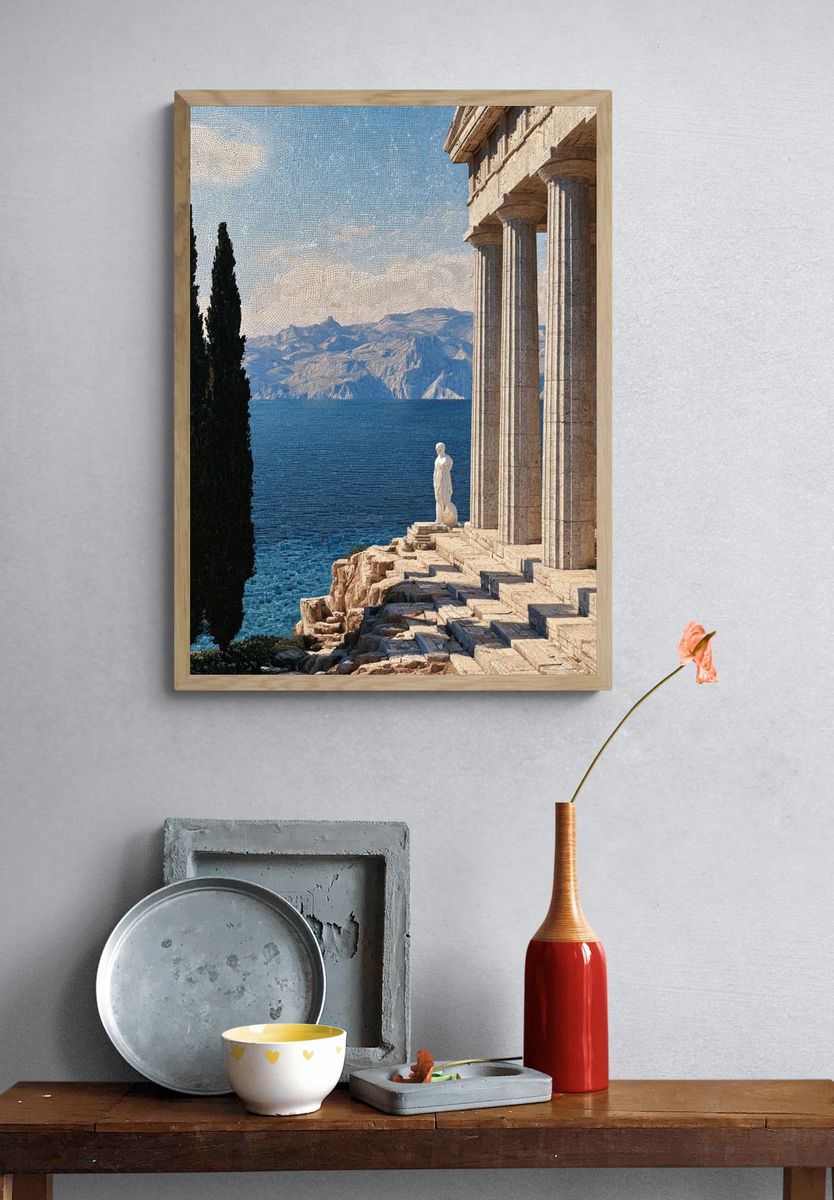 Ancient Seaside Temple Poster. — room view 3