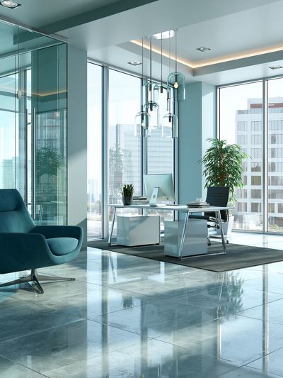 Modern Glass Office Interior Poster. poster