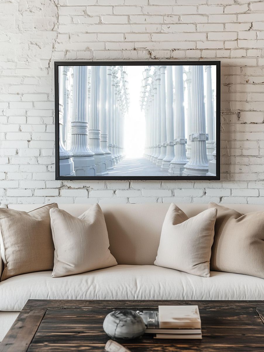 Impressive pillar white architecture central. room preview
