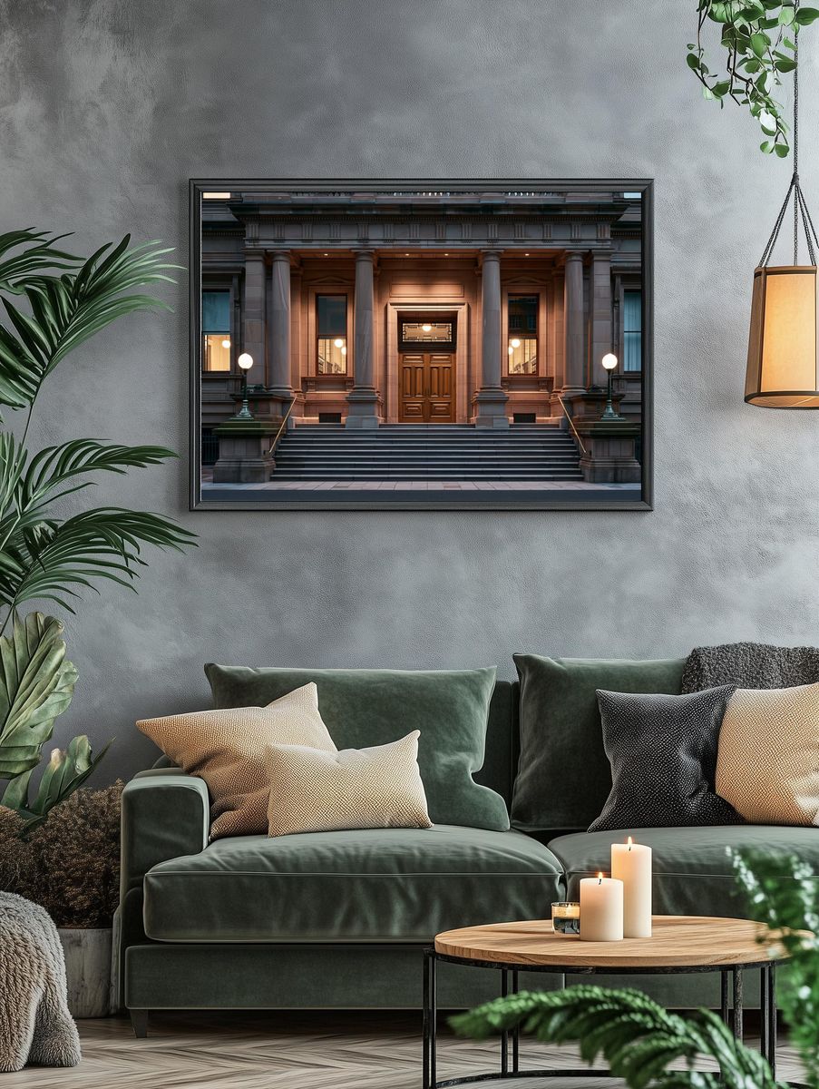 Grand Stone Facade Photography Poster. — room view 4