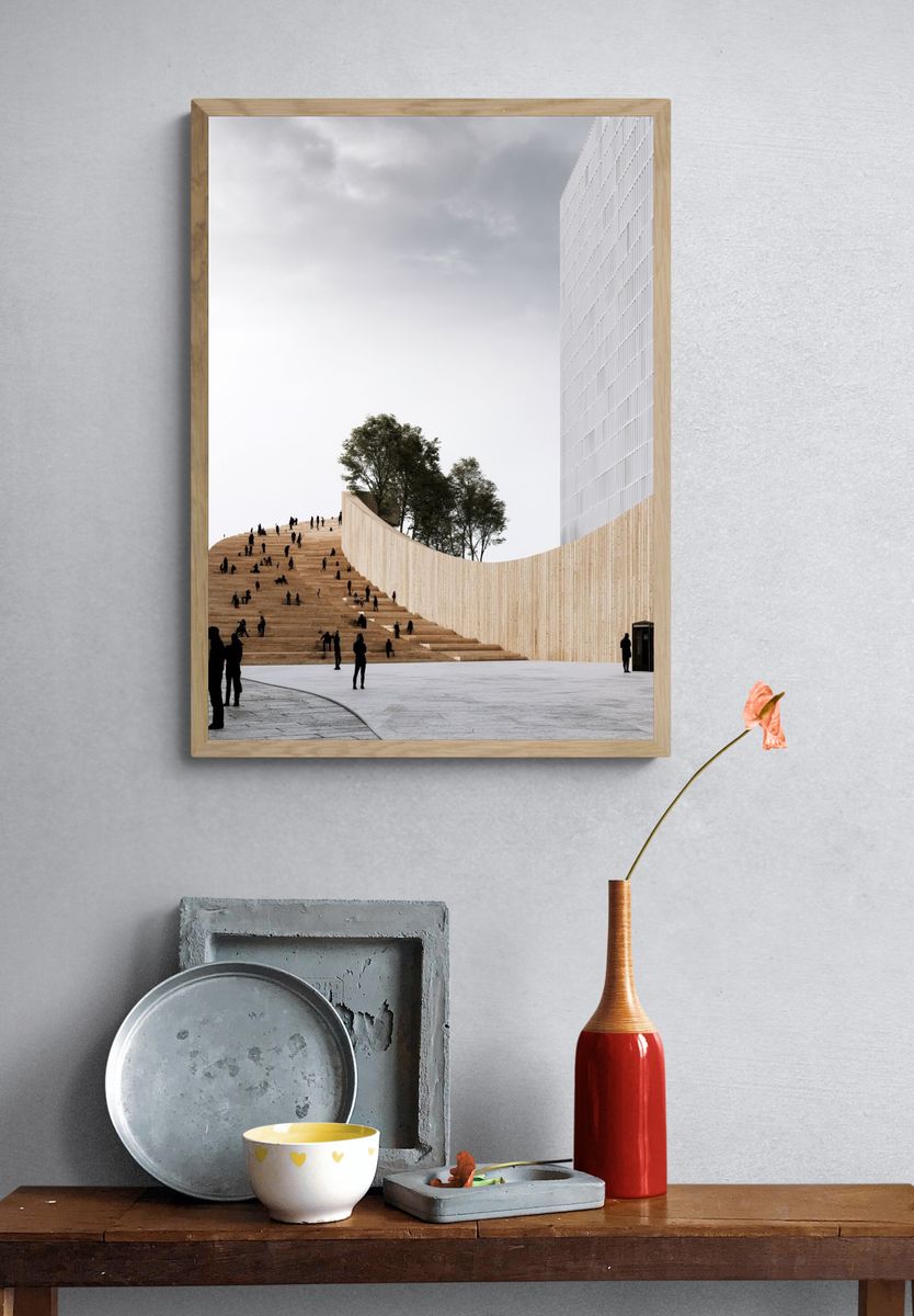 Modern Urban Stairway Architecture Print. — room view 3