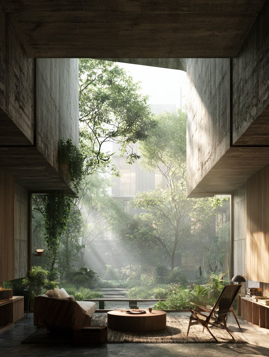 Sunlit Courtyard Interior Poster. poster detail