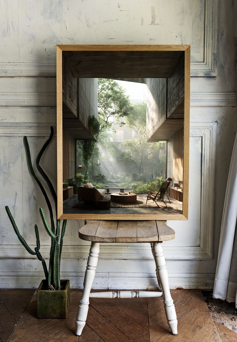 Sunlit Courtyard Interior Poster. — room view 1