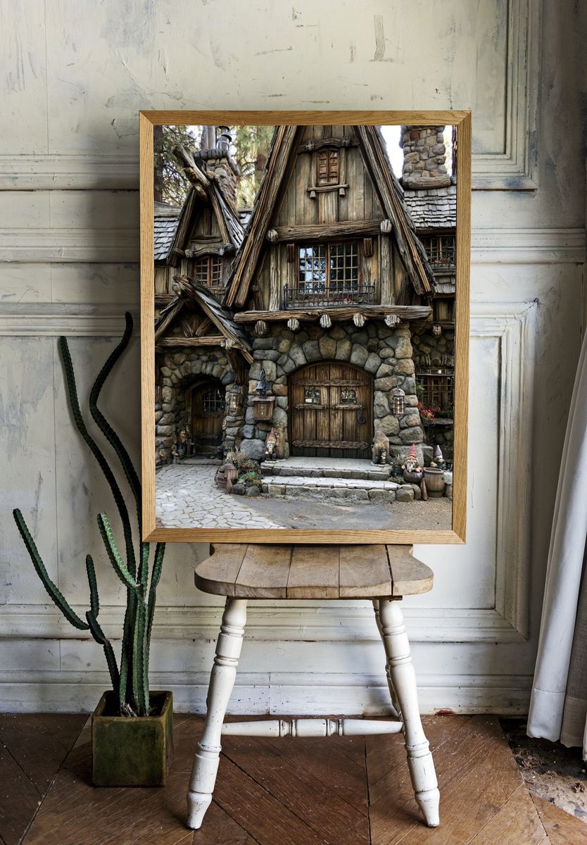 Enchanted Woodland Cottage Poster. room preview