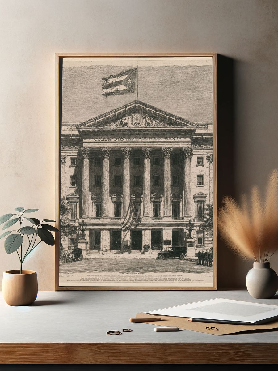 Cuban Central Bank Sketch Poster. — room view 2