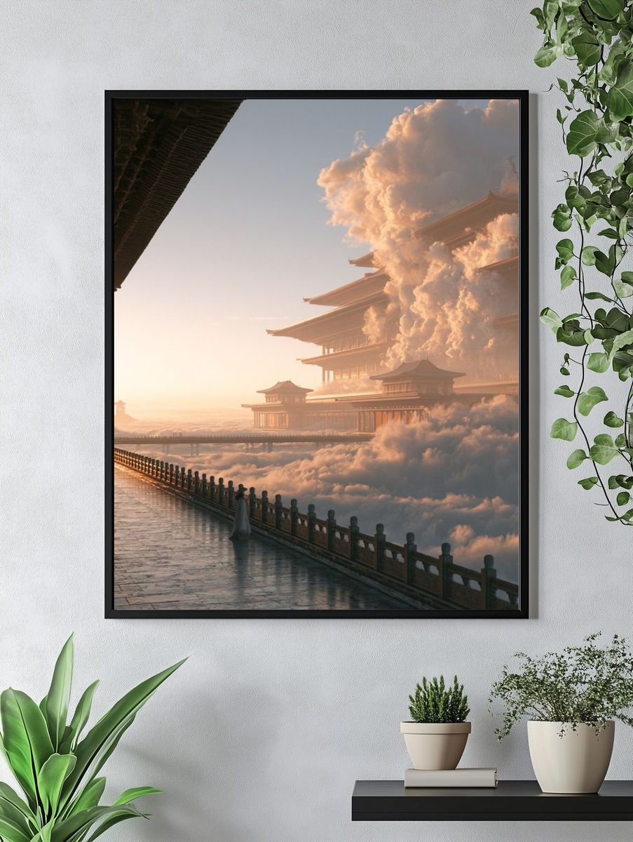 Celestial Temple Clouds Poster. — room view 4