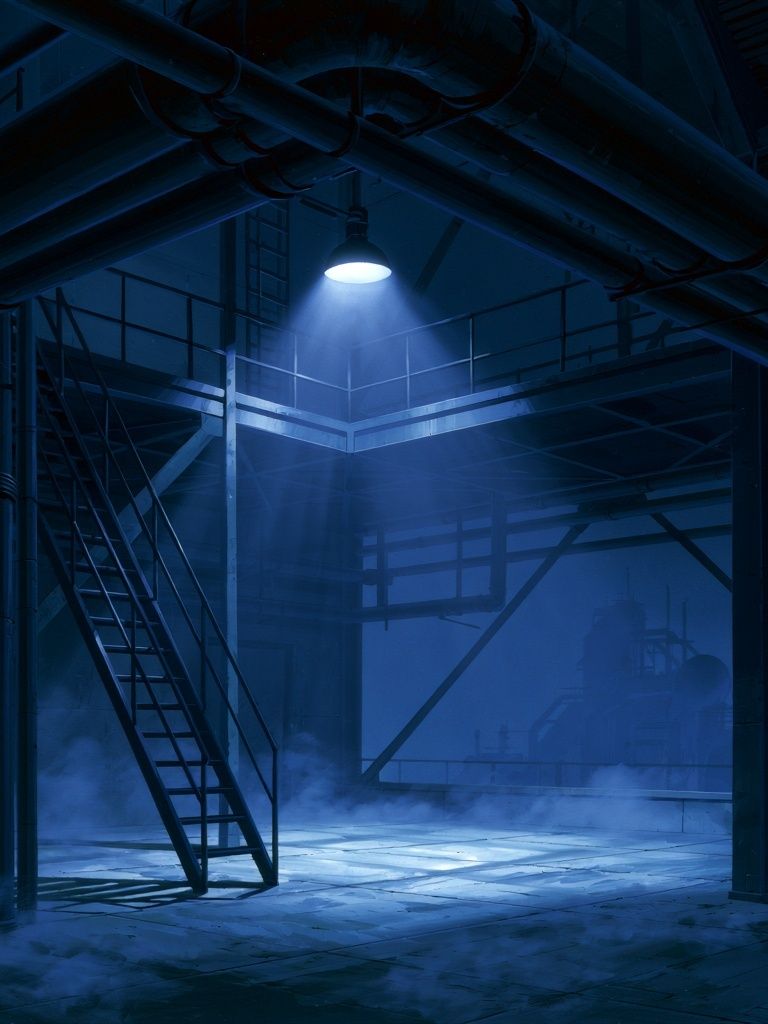 Blue Industrial Warehouse Poster. poster detail