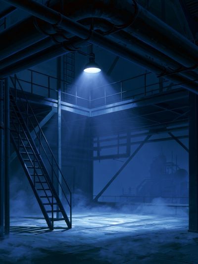 Blue Industrial Warehouse Poster.