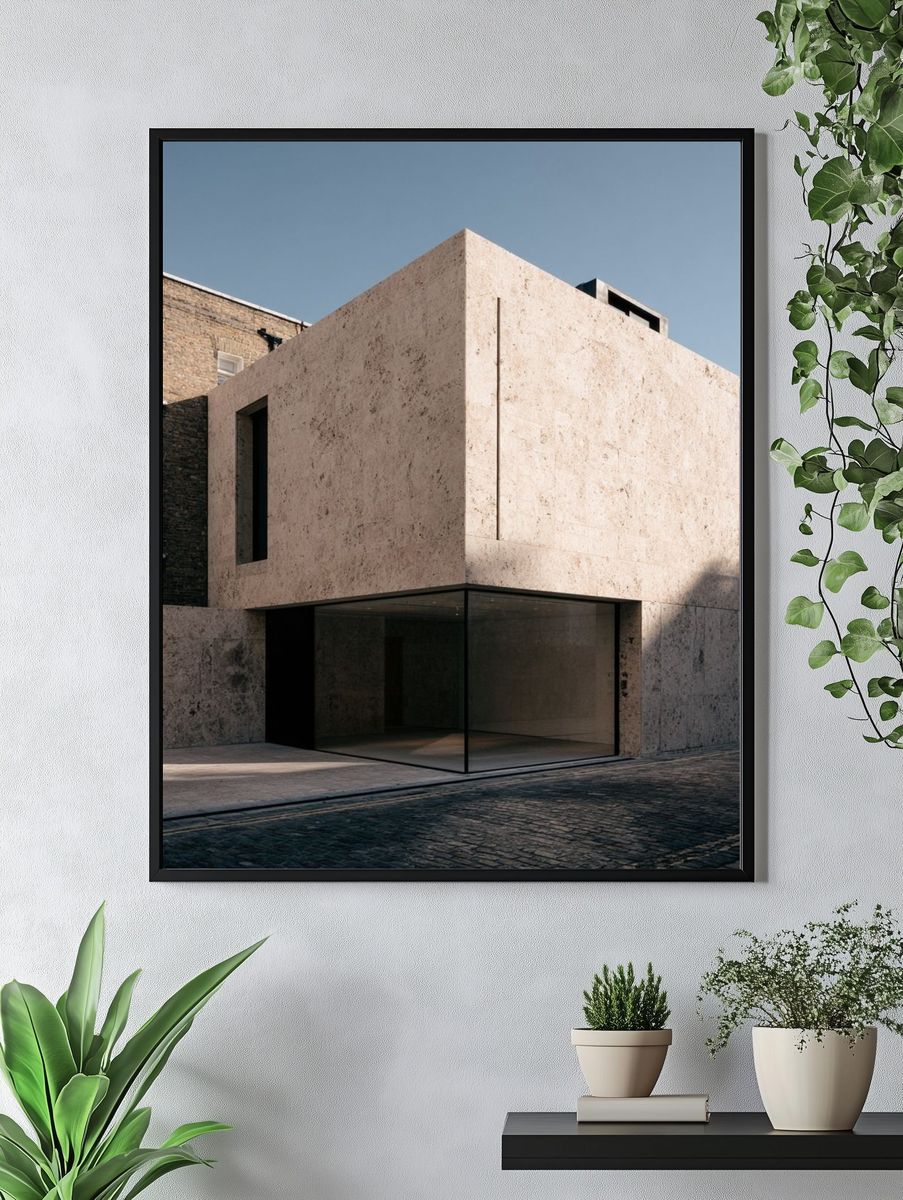 Modern Brutalist Building Poster. — room view 4