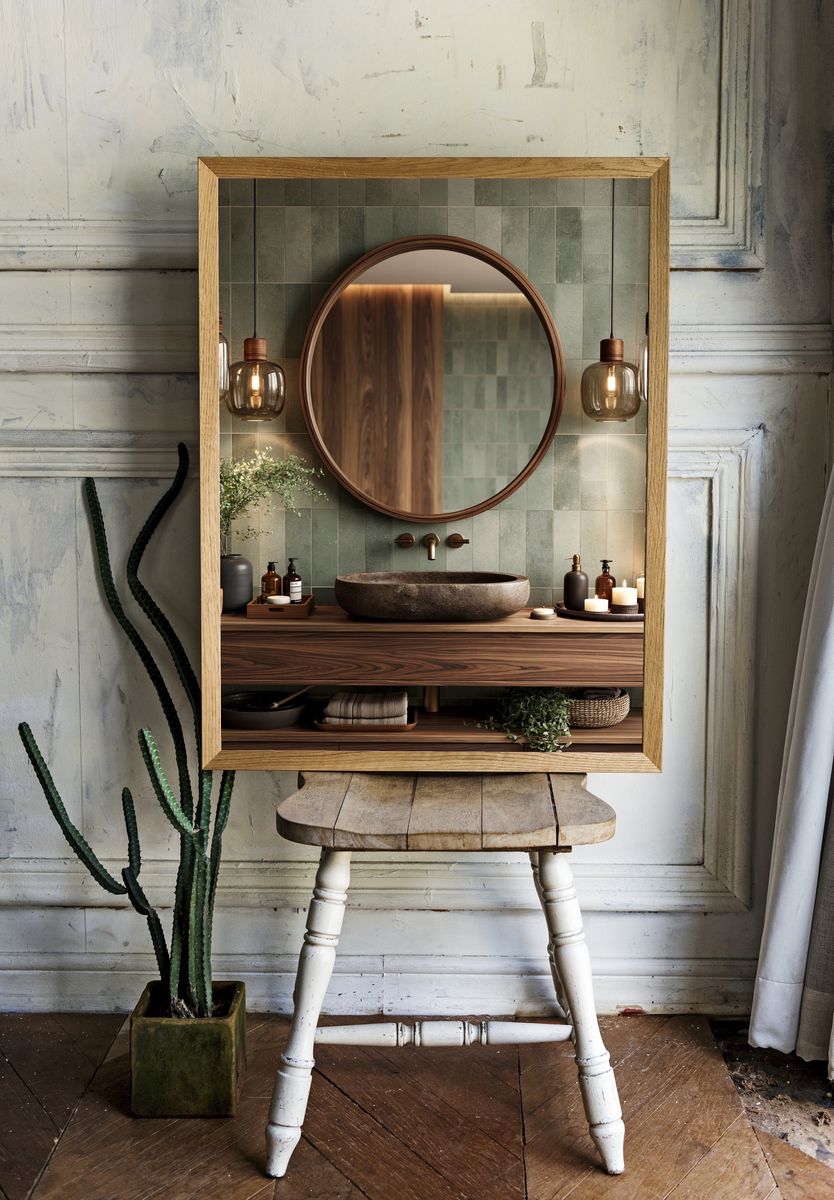 Japandi Bathroom Interior Poster. room preview