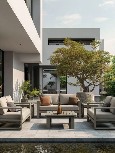 Modern Courtyard Villa Photography Poster. poster