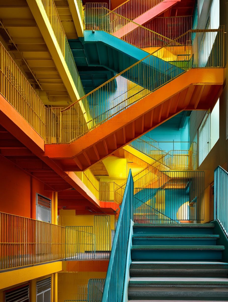 Colorful Staircase — Photography Print. poster — architecture art