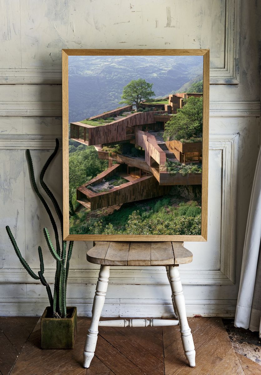 Cliffside Eco House Photography Poster. room preview