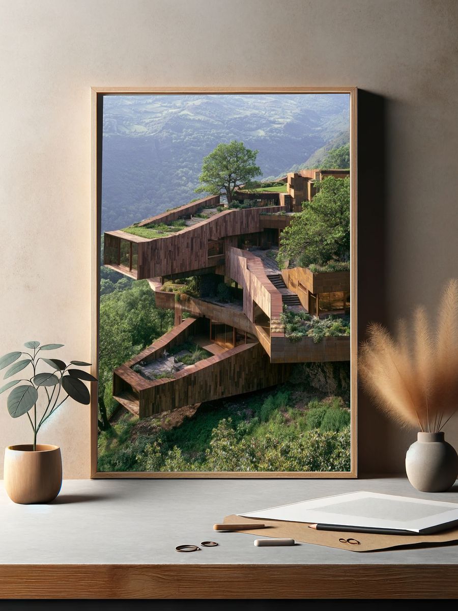 Cliffside Eco House Photography Poster. — room view 2