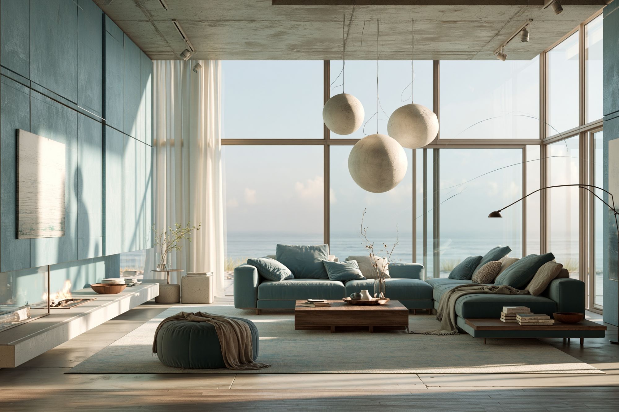 Seaside Modern Living Room Print. poster detail