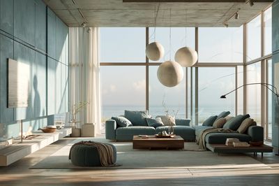 Seaside Modern Living Room Print.