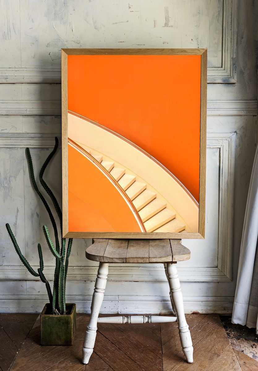 Curved Staircase — Minimalist Print. room preview