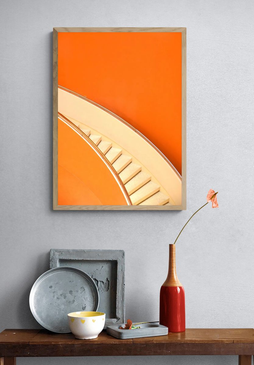 Curved Staircase — Minimalist Print. — room view 3