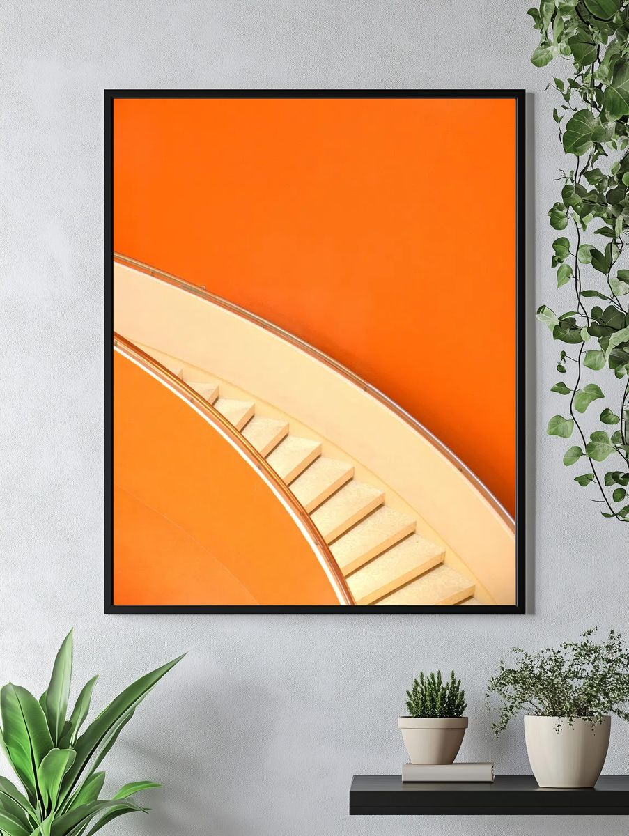 Curved Staircase — Minimalist Print. — room view 4