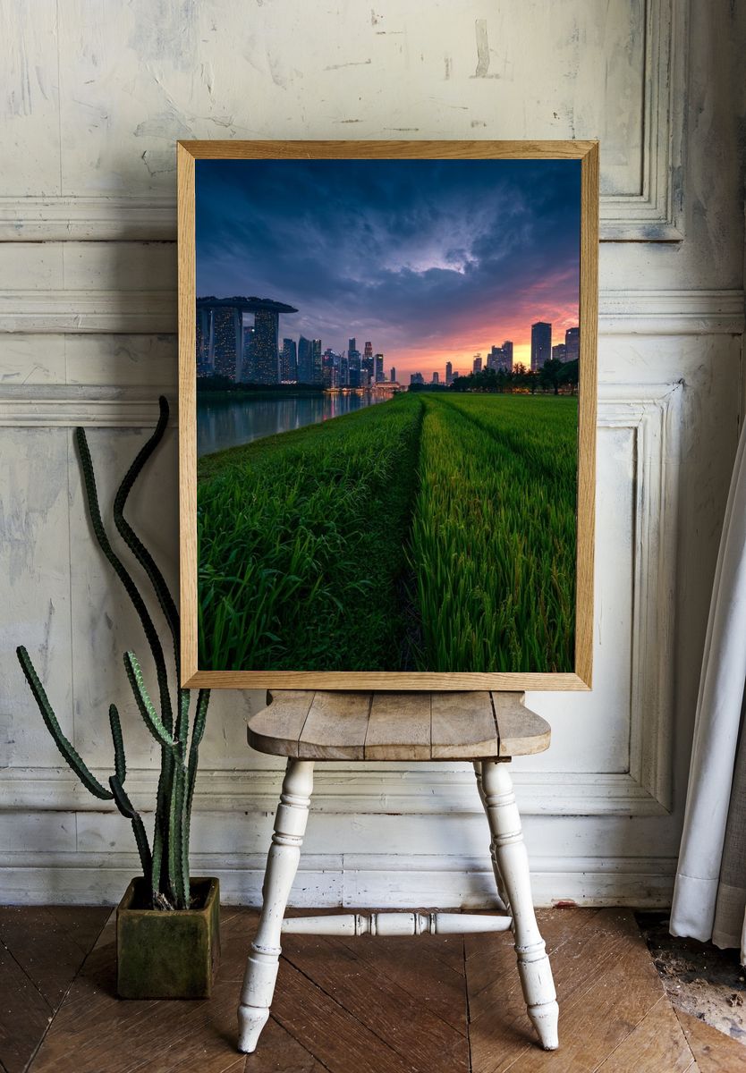 Singapore Skyline Sunset Poster. room preview