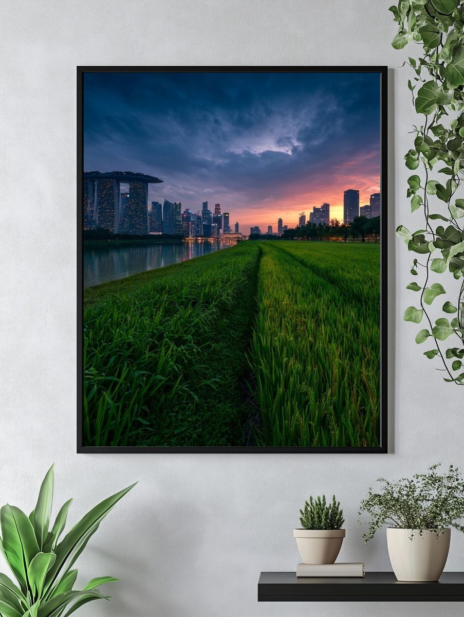 Singapore Skyline Sunset Poster. — room view 4