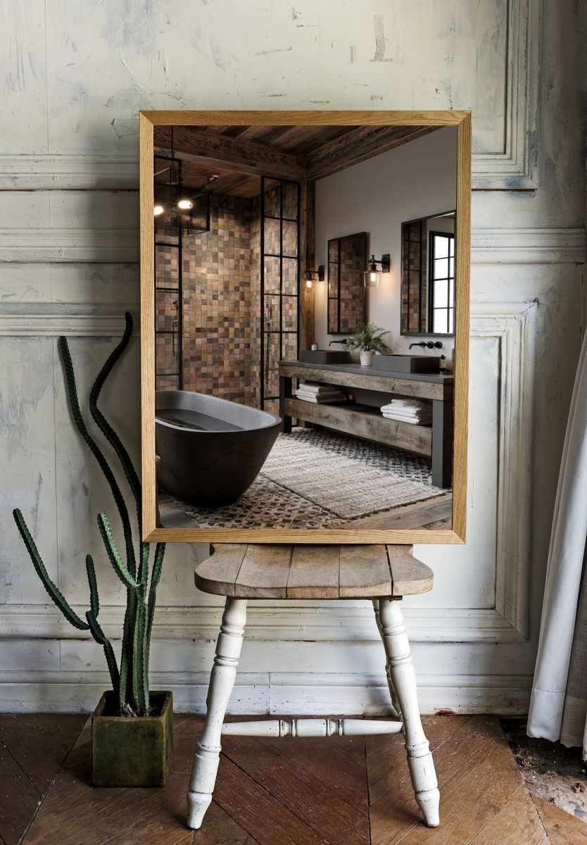 Rustic Spa Bathroom Interior Print. room preview