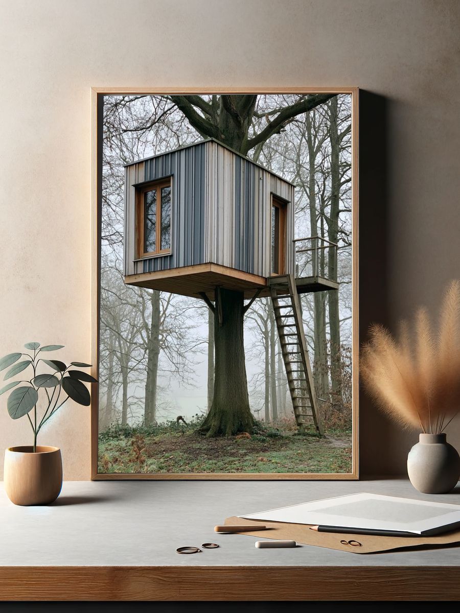 Treehouse in Misty Forest Poster. — room view 2
