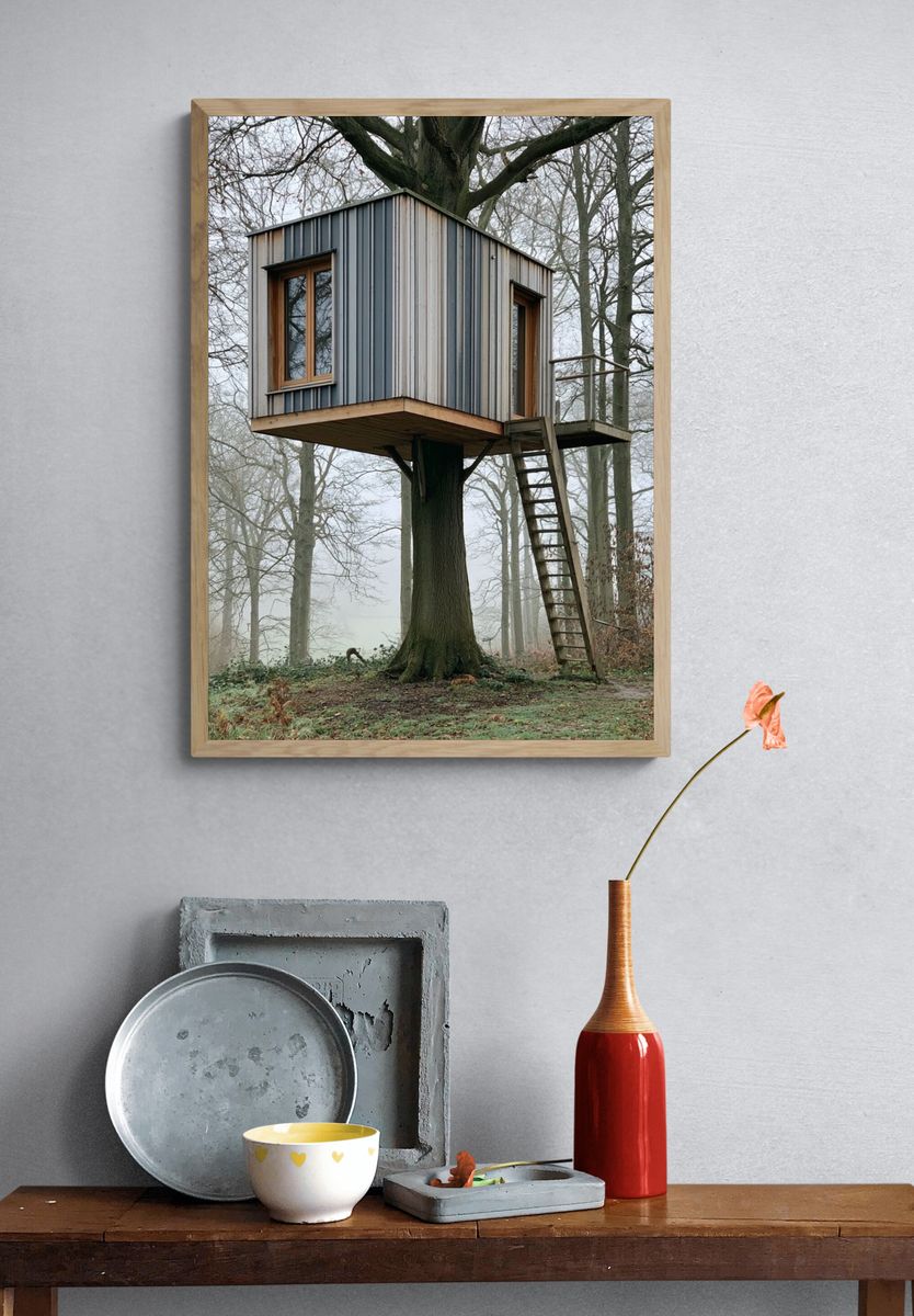 Treehouse in Misty Forest Poster. — room view 3